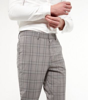 mens checked tapered trousers