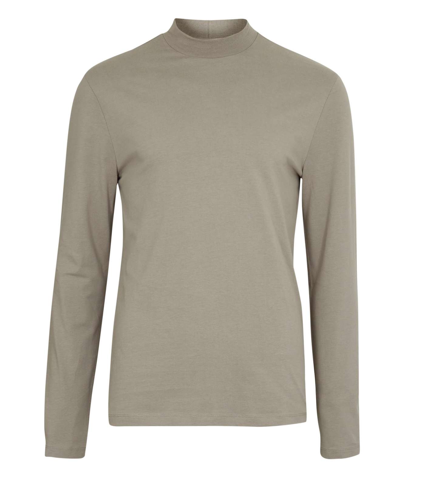 Pale Grey Long Sleeve High Neck Top Image 5
