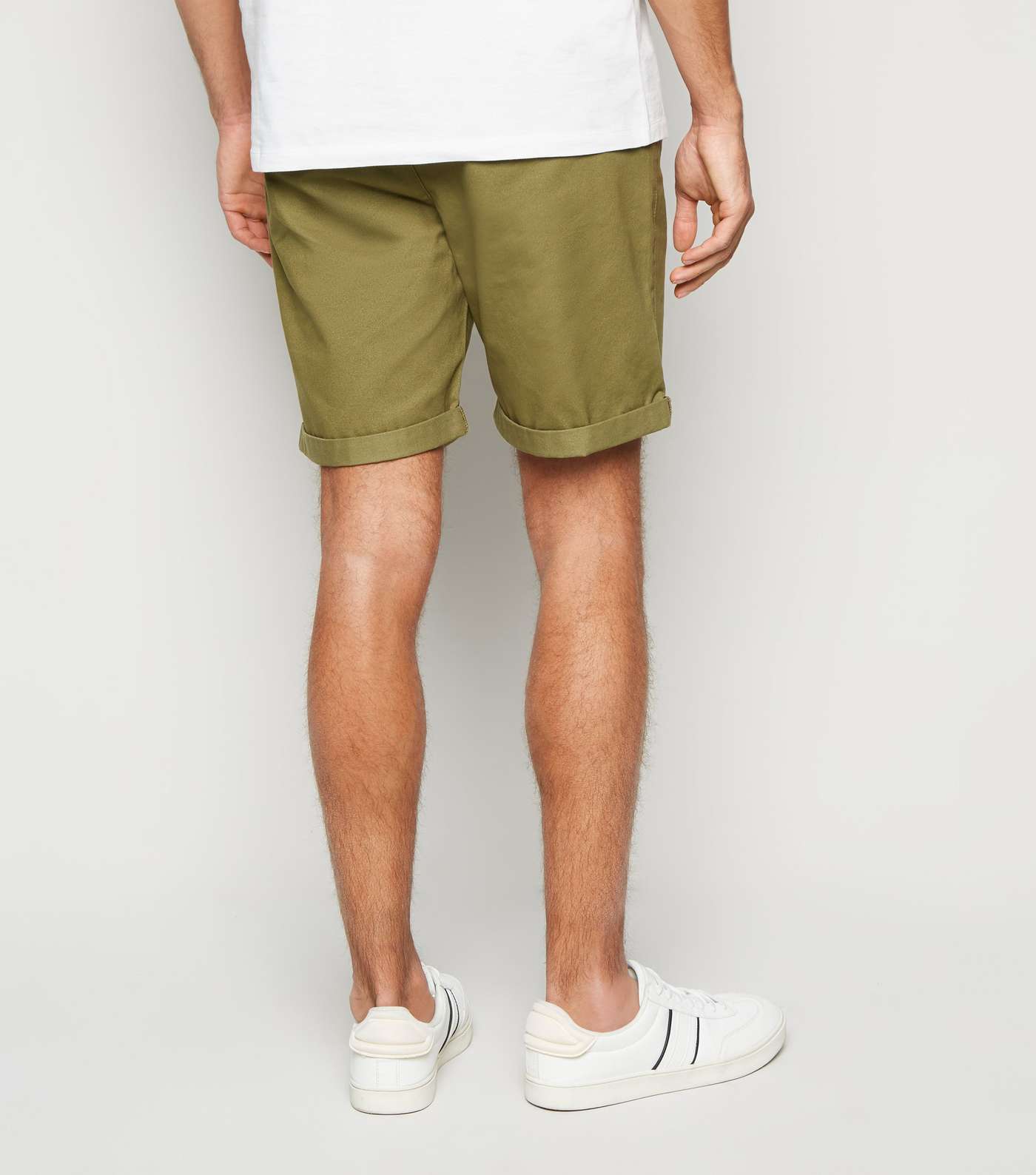 Olive Chino Cotton Shorts Image 3