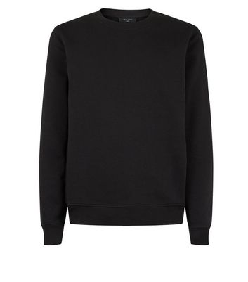 Image of Black Plain Long Sleeve Crew Sweatshirt New Look