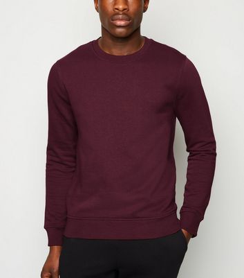 Image of Burgundy Long Sleeve Crew Sweatshirt New Look