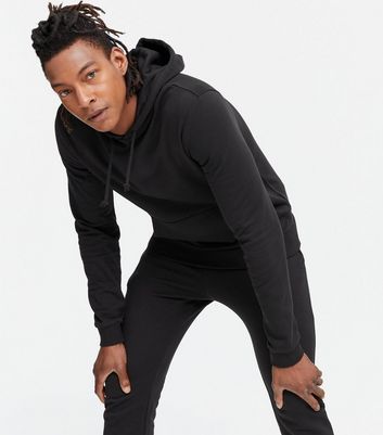 Image of Black Cotton Blend Hoodie New Look