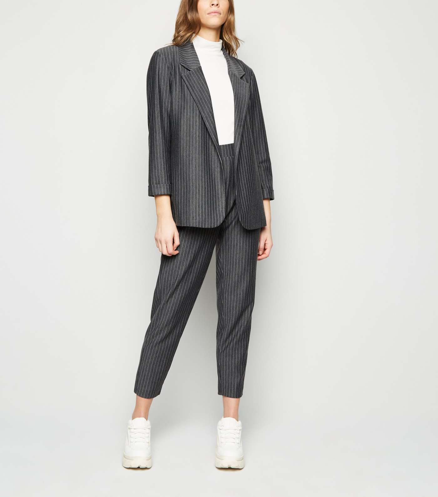 Grey Pinstripe Jersey Blazer Image 2