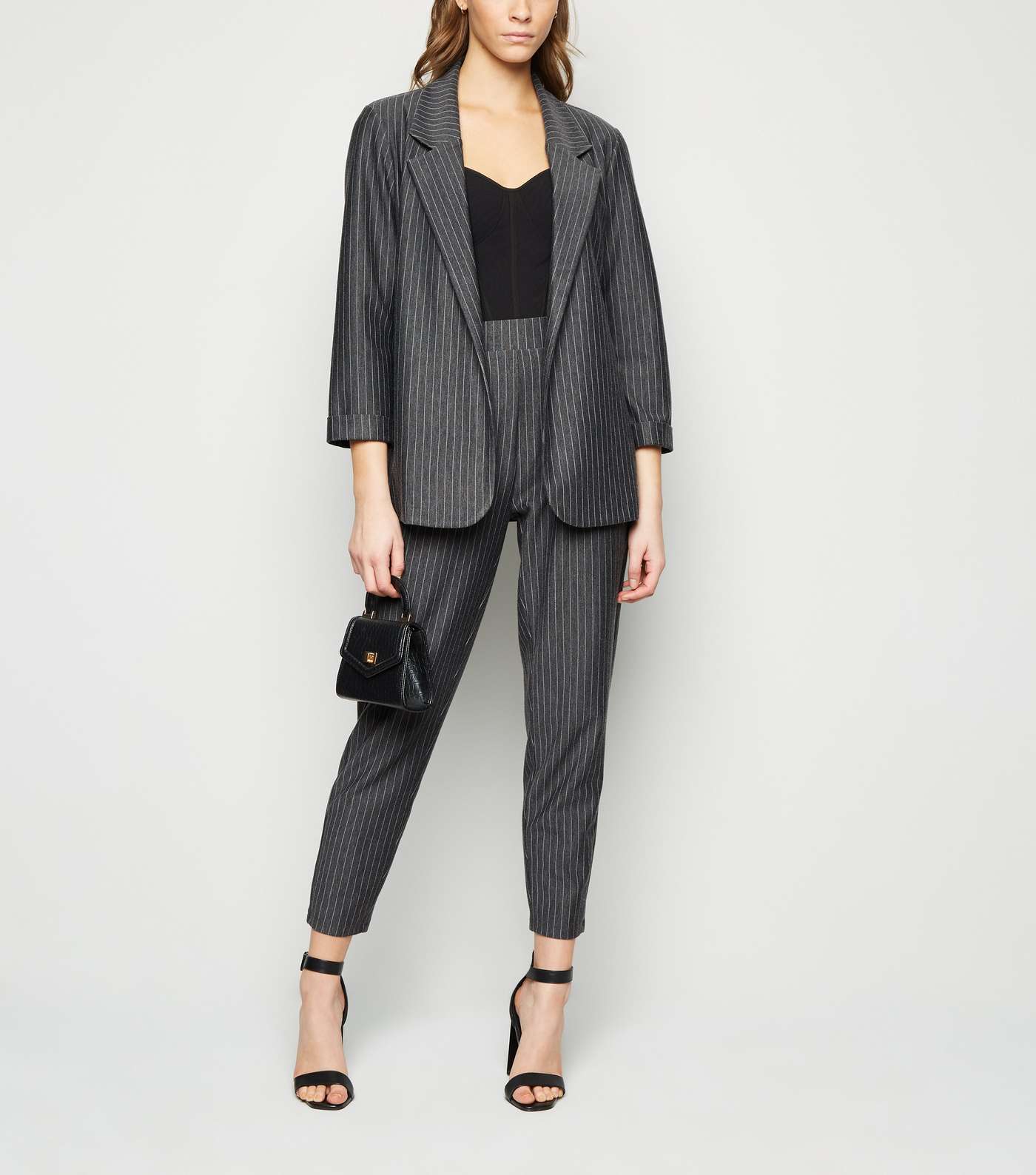 Grey Pinstripe Jersey Blazer Image 6