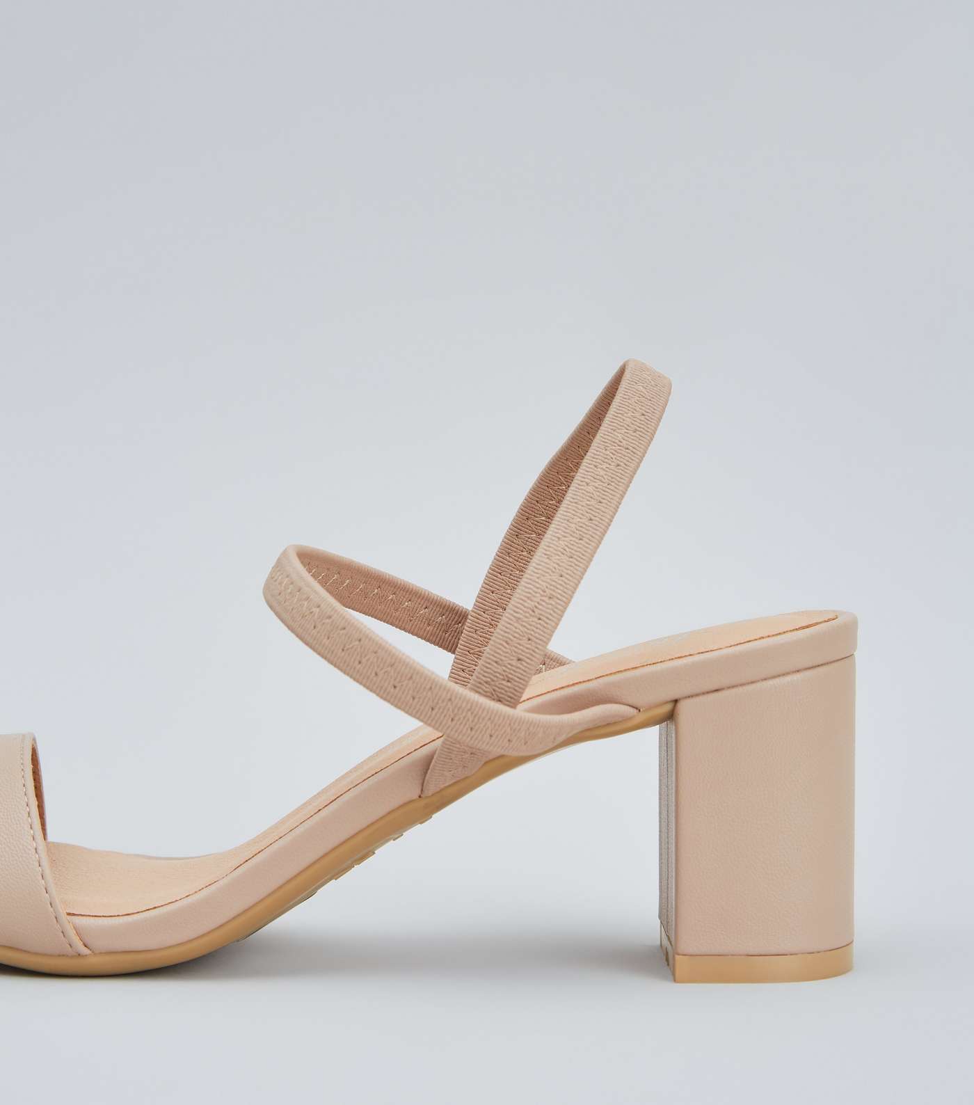 Cream Leather-Look Elastic Strap Heeled Sandals Image 4