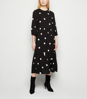 New look tiered midaxi on sale smock dress in polka dot