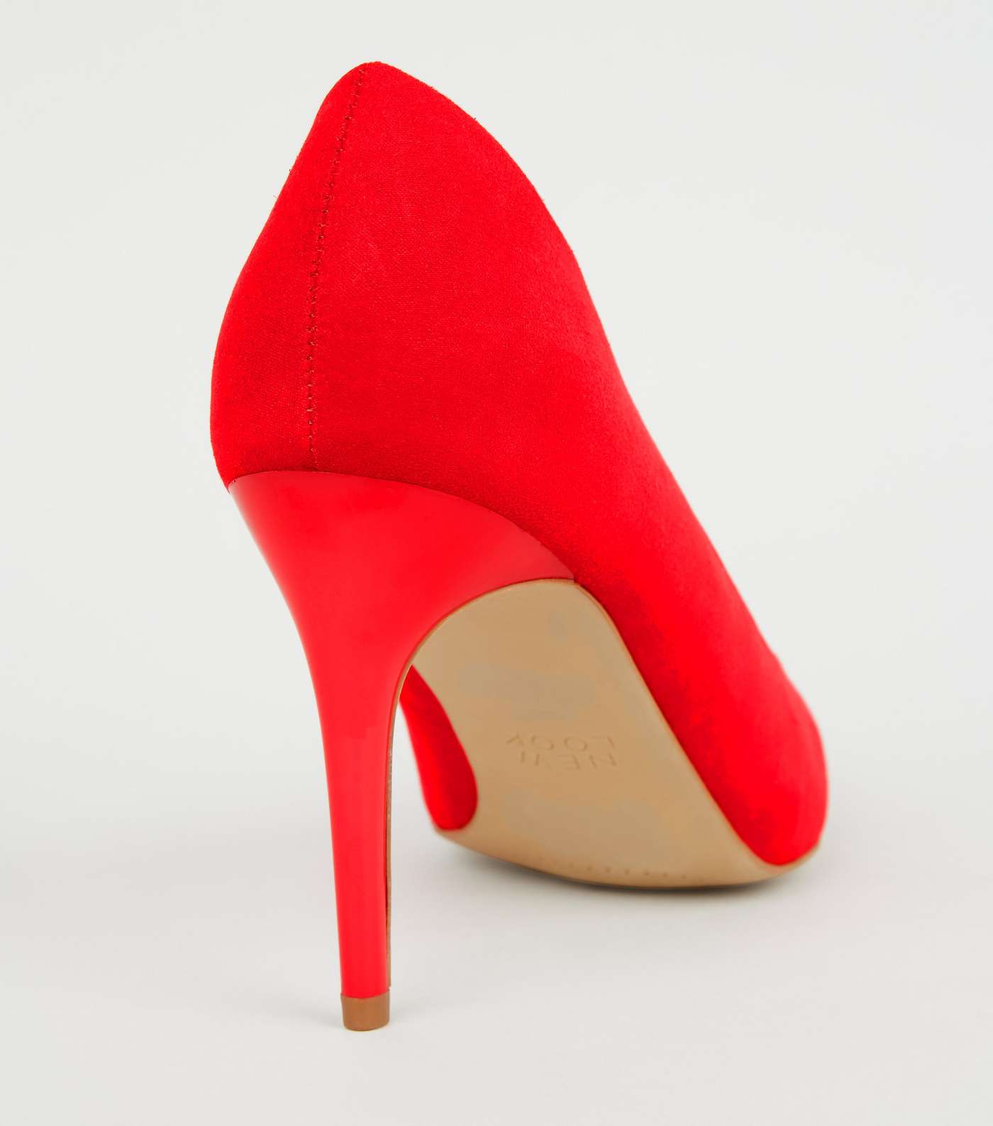 Red Suedette Pointed Stiletto Court Shoes Image 4