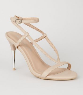 New Look CLEAR CROSS STRAP 2 PART BLOCK HEEL - High heeled sandals - cream/beige  - Zalando.de