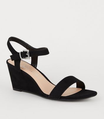 new look wide fit black wedges