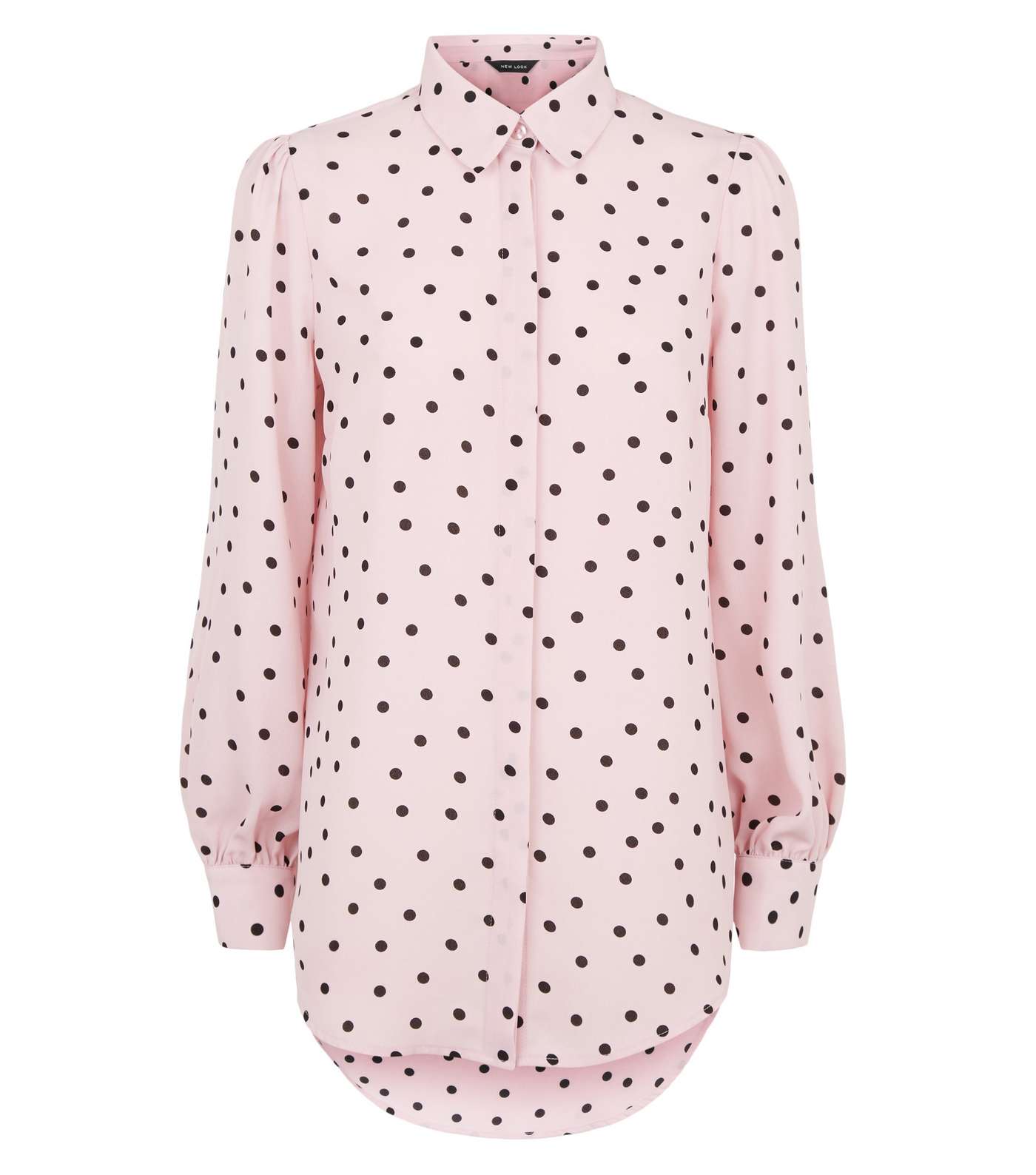 Pink Spot Dip Hem Long Sleeve Shirt Image 4