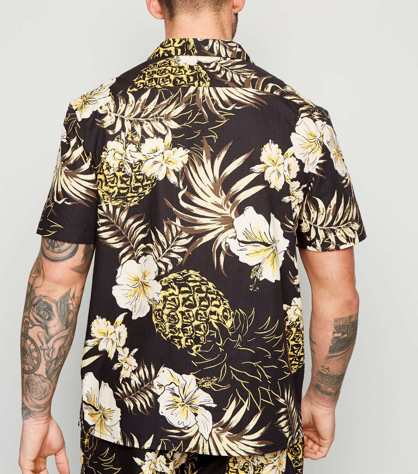Black Tropical Pineapple Print Shirt Image 3