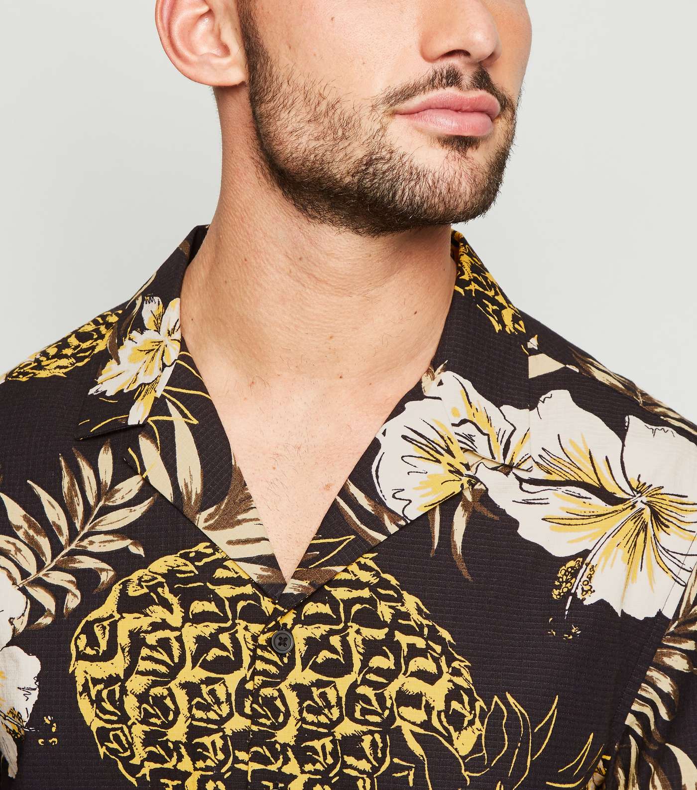 Black Tropical Pineapple Print Shirt Image 5
