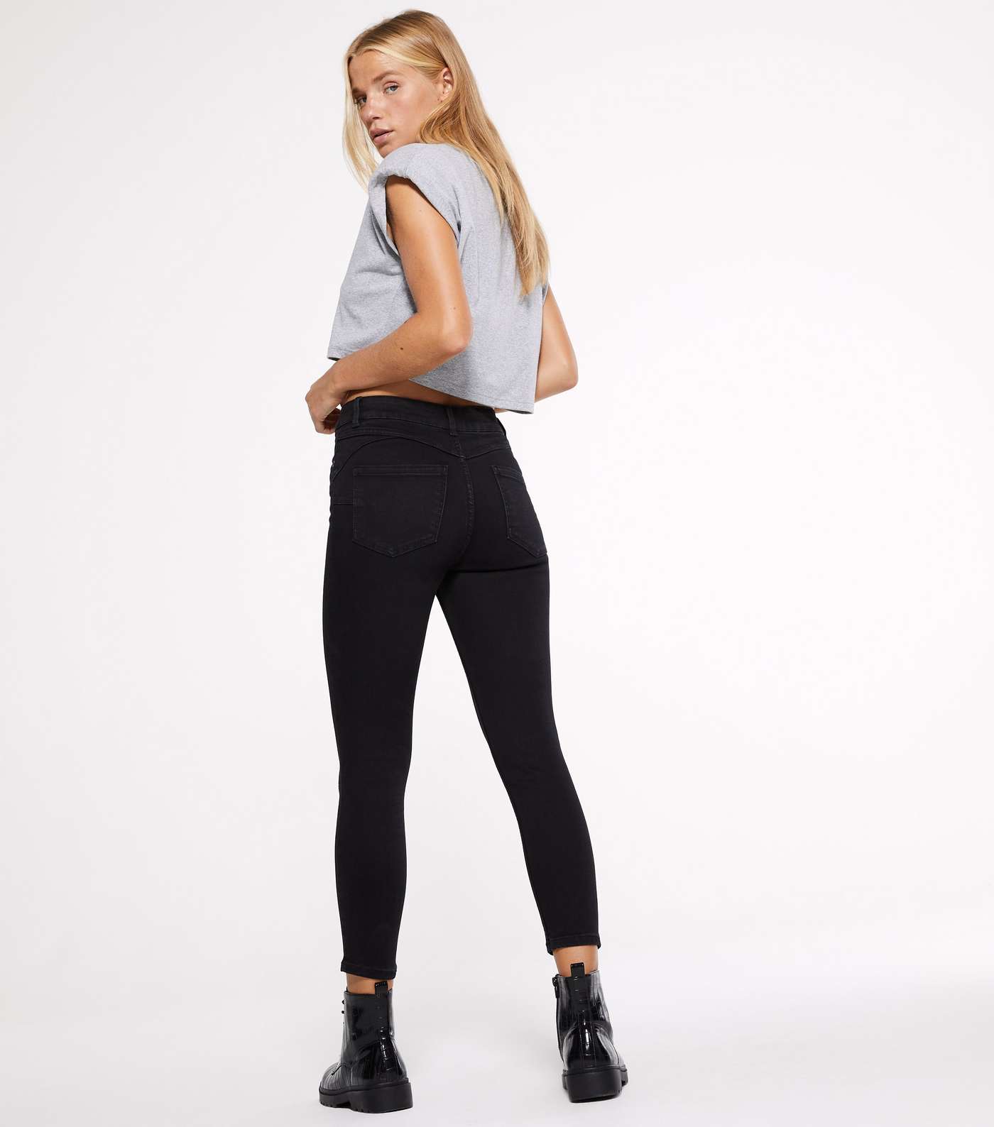 Petite Short Leg Black 'Lift & Shape' Jenna Skinny Jeans Image 2