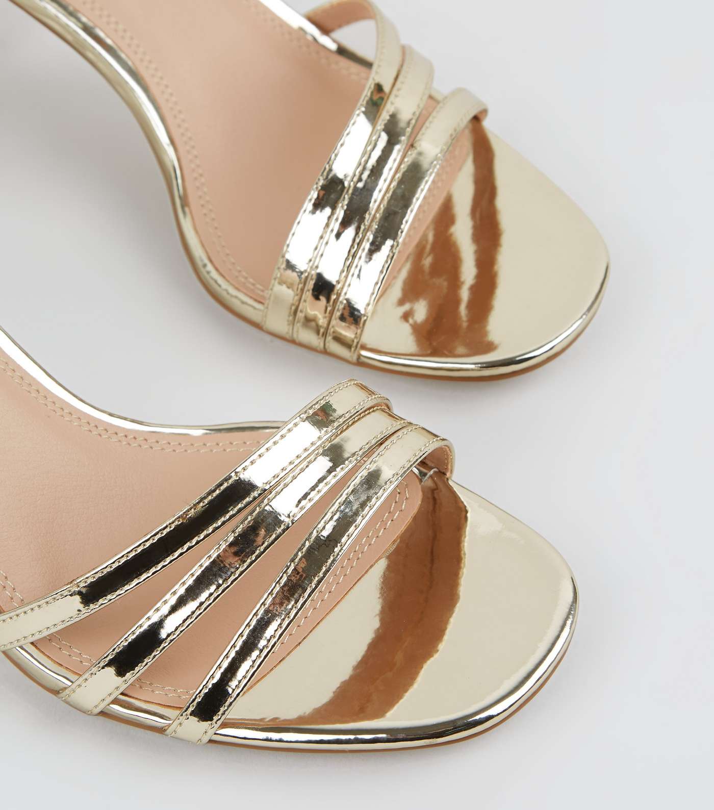 Gold Metallic 2 Part Mid Stiletto Sandals Image 4