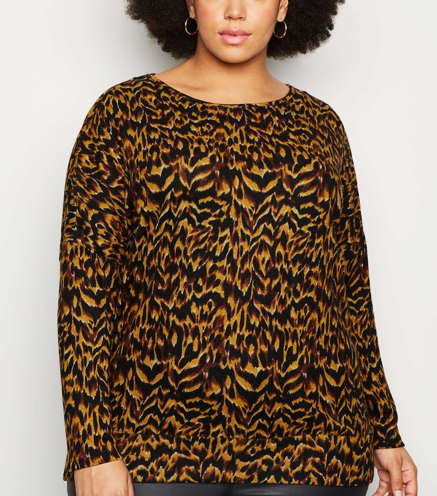 Apricot Curves Brown Animal Print Oversized Top