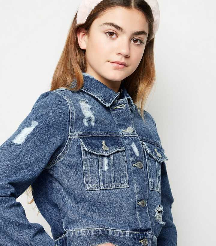 girls ripped denim jacket