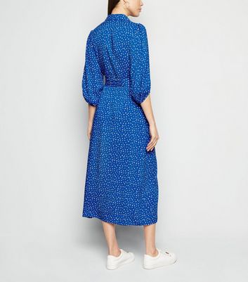 new look blue spot dress