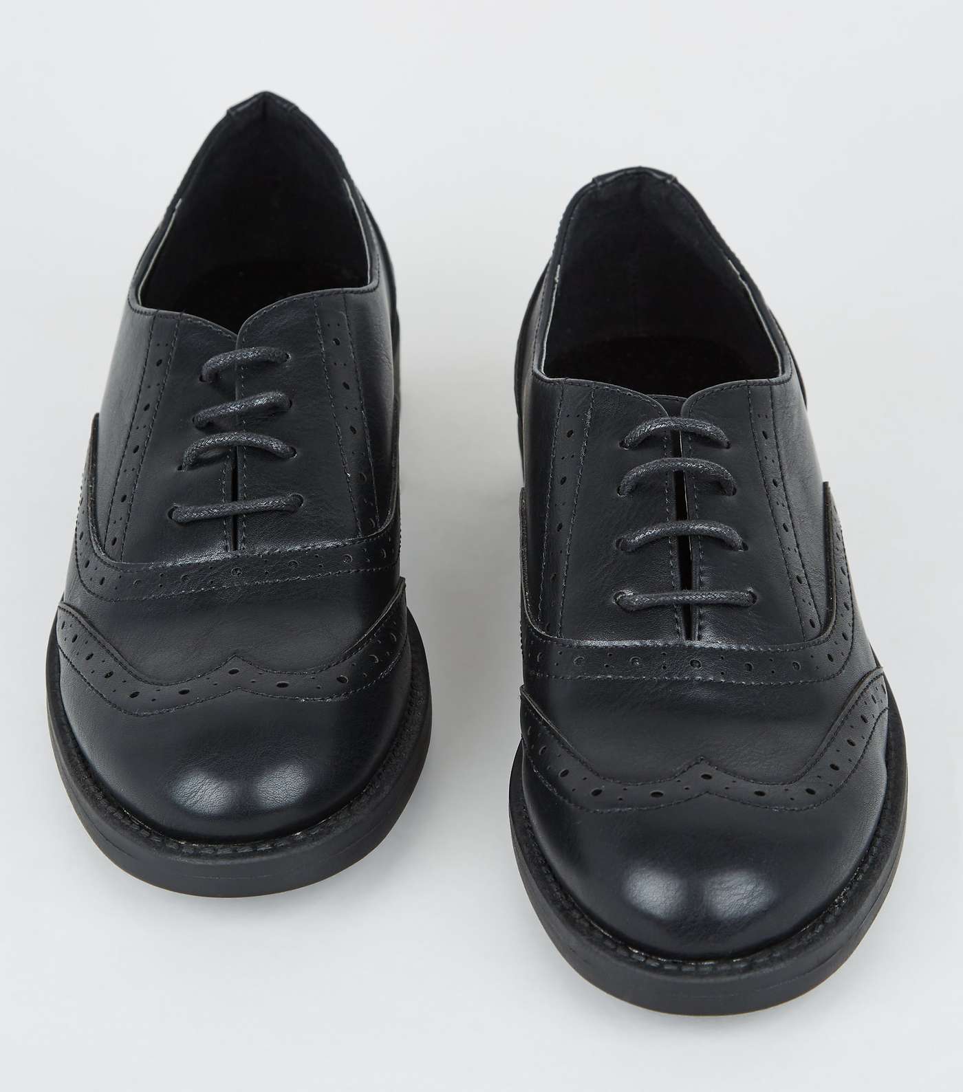 Girls Black Leather-Look Brogues Image 3