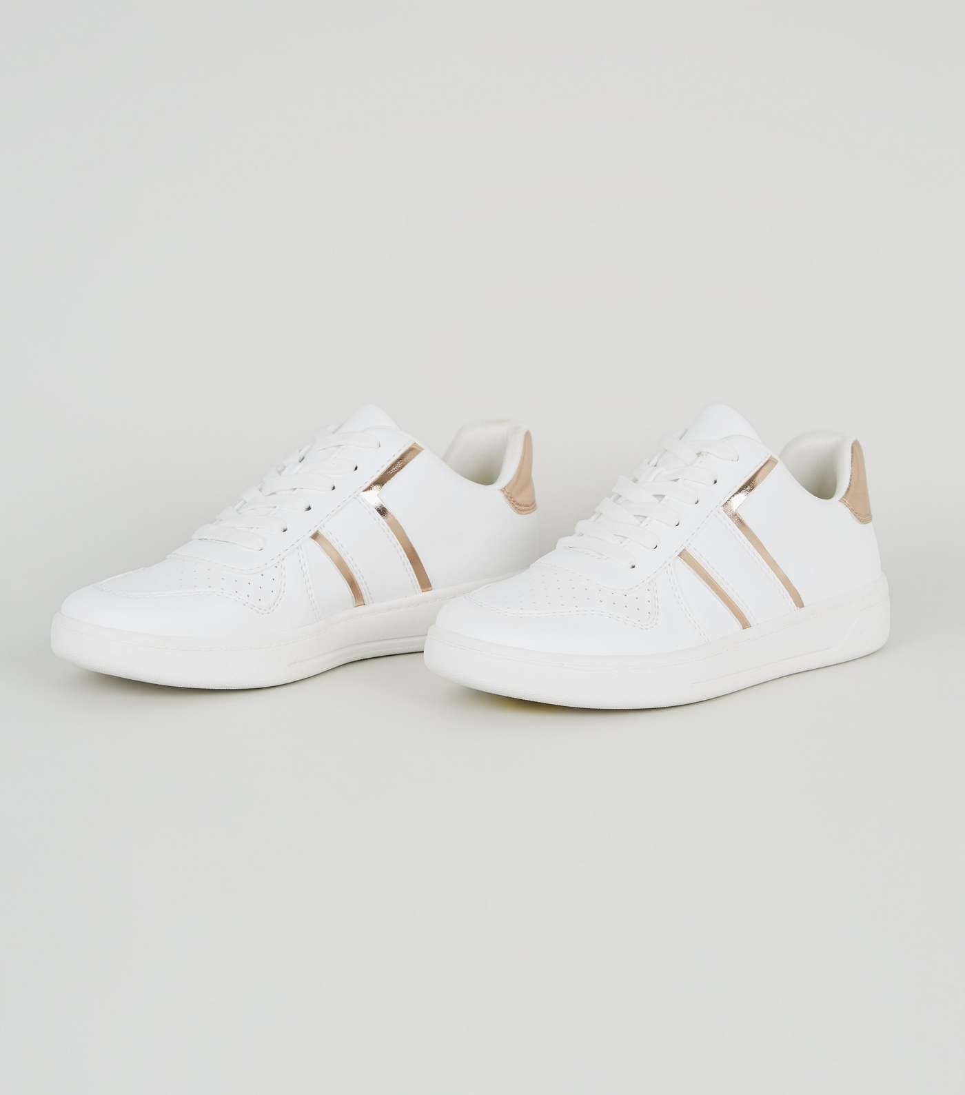 Girls White and Rose Gold Trainers Image 3