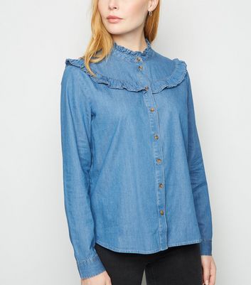 frill denim shirt