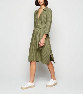 new look khaki shirt dress