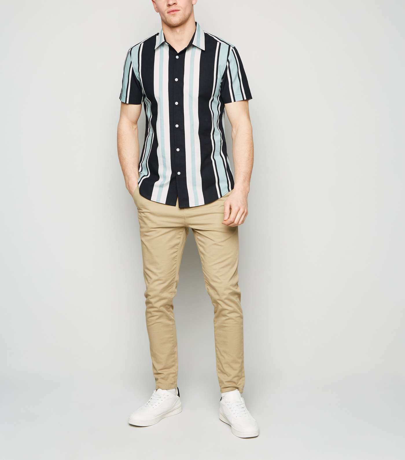 Pale Grey Stripe Short Sleeve Shirt Image 2