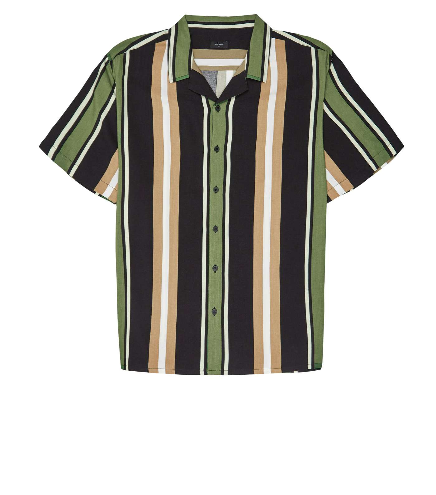 Plus Size Stone Vertical Stripe Short Sleeve Shirt Image 4