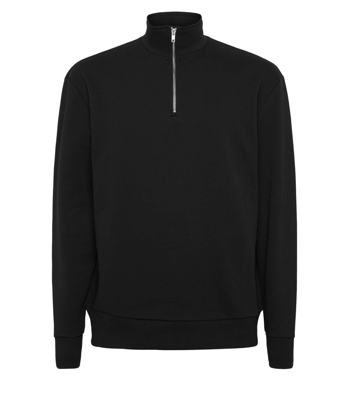 Black Zip Neck Long Sleeve Sweatshirt Image 4