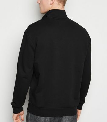 Image of Black Zip Neck Long Sleeve Sweatshirt New Look