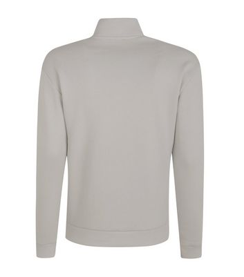 Image of Off White Zip Neck Long Sleeve Sweatshirt New Look