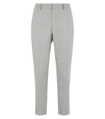 Image of Grey Stripe Skinny Crop Trousers New Look