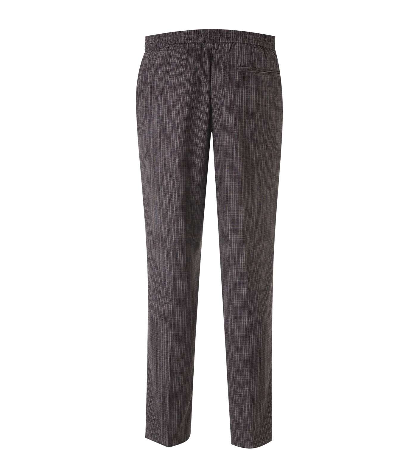 Plus Size Dark Grey Check Pull On Trousers Image 2