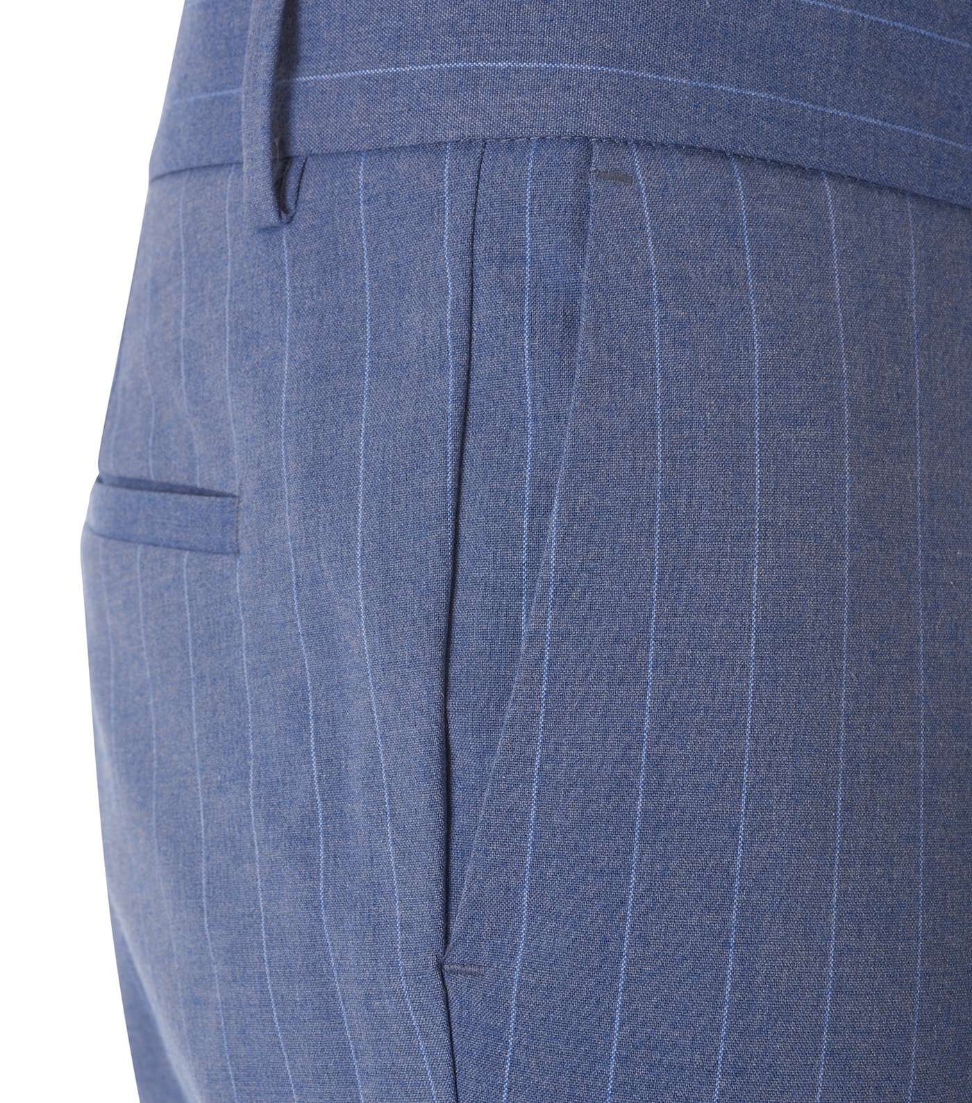 Pale Blue Pinstripe Skinny Crop Trousers Image 3