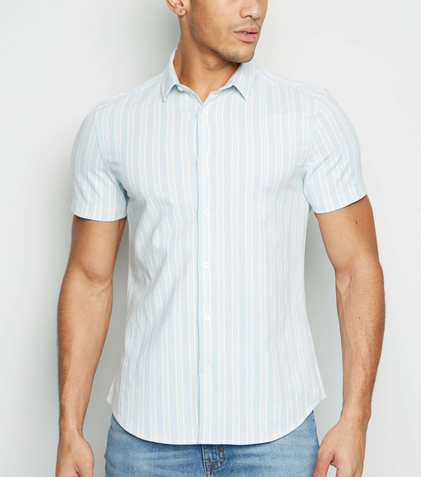 Pale Blue Vertical Stripe Oxford Shirt