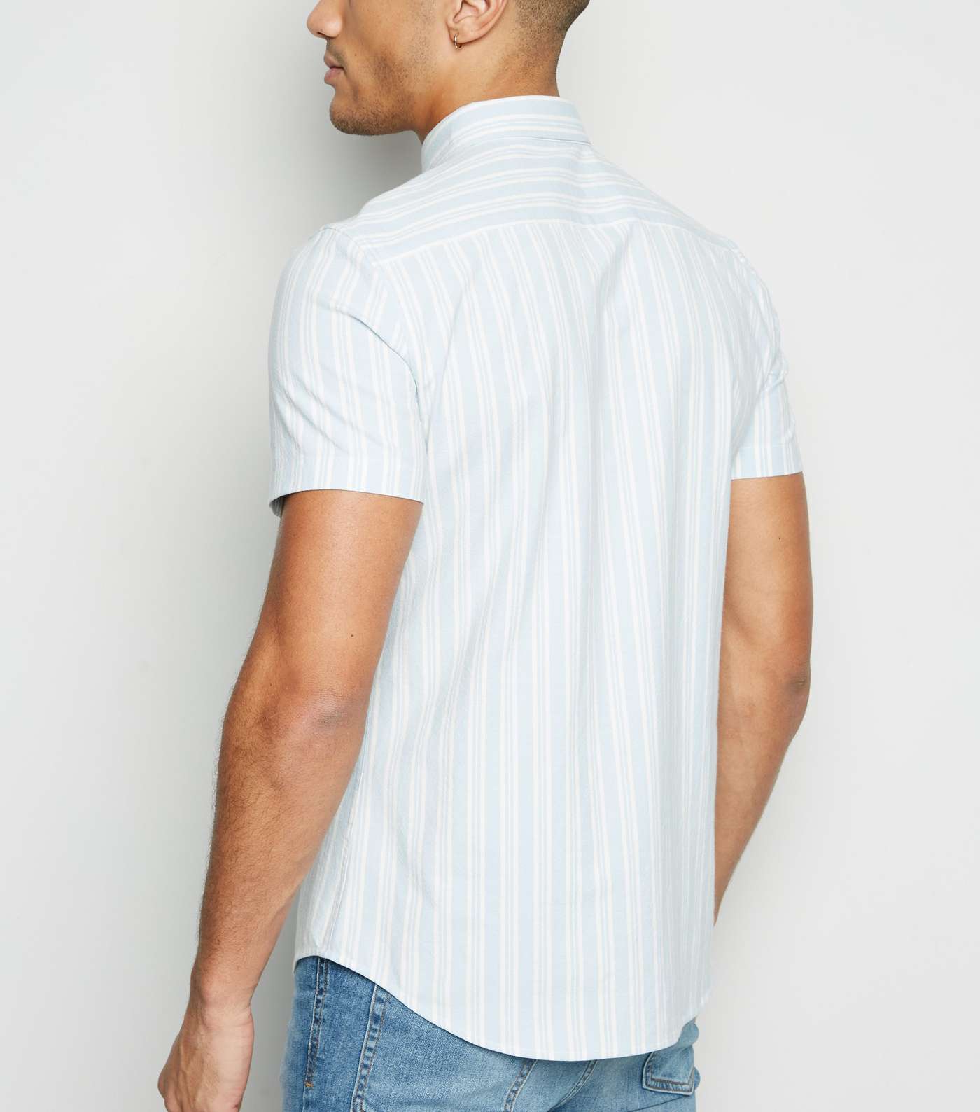 Pale Blue Vertical Stripe Oxford Shirt Image 3