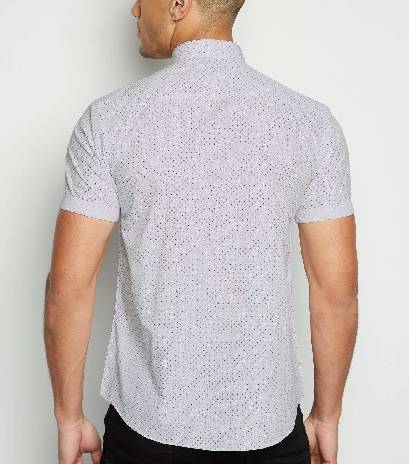 White Geometric Short Sleeve Shirt Image 3