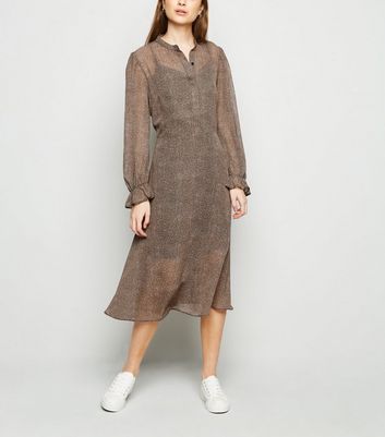 chiffon brown dress