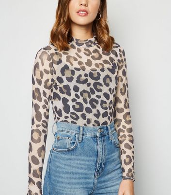 leopard print turtleneck top