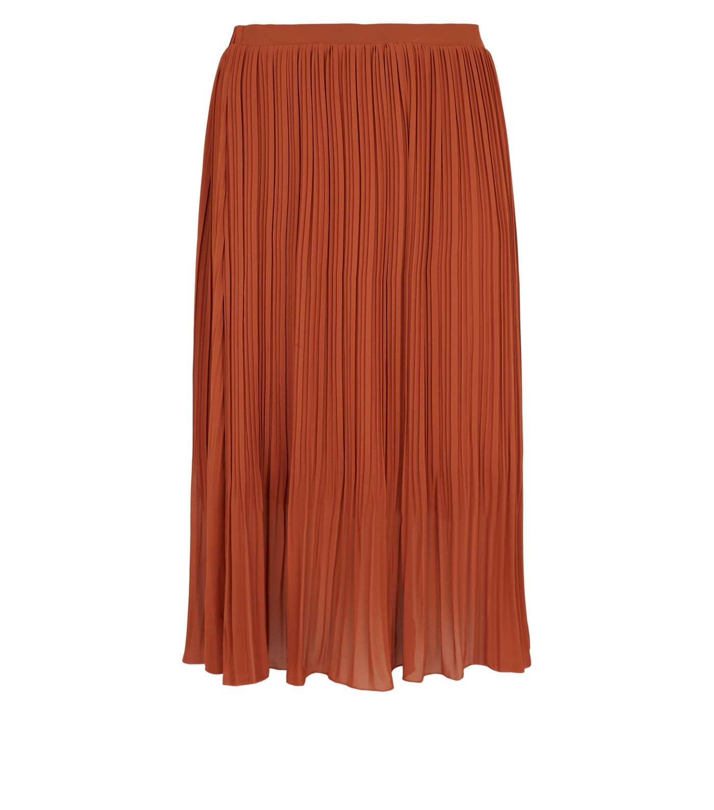 Curves Rust Chiffon Pleated Midi Skirt Image 4