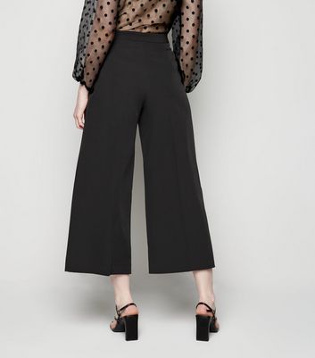 zara pleated culottes black