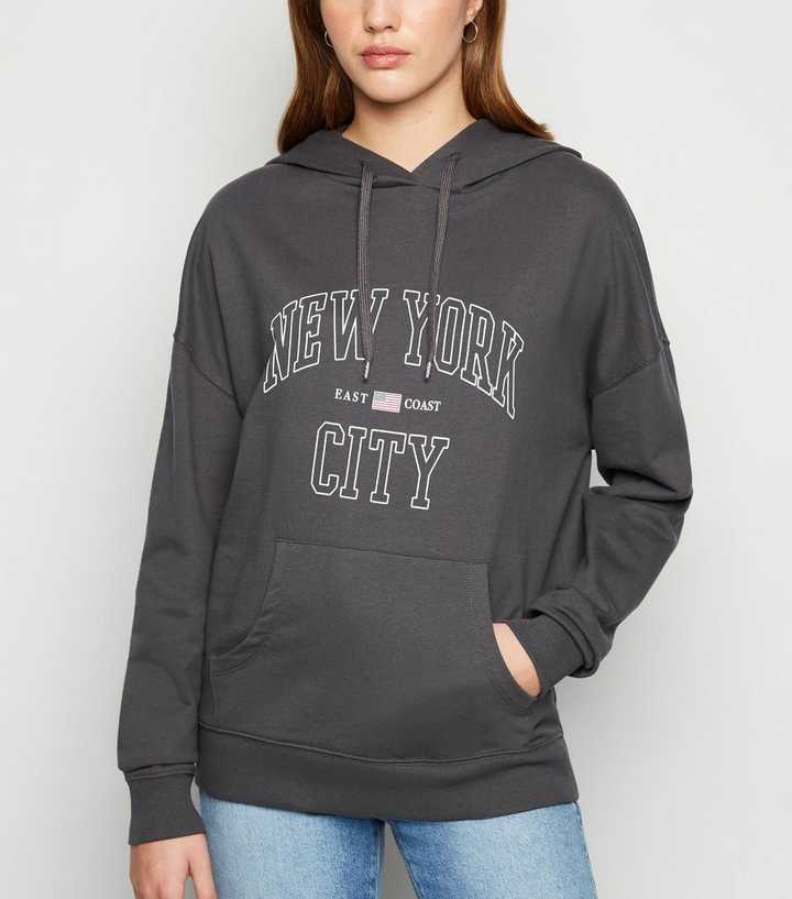 New York Black Zipper Hoodie