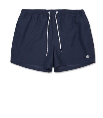 Image of Navy Circle Embroidered Swim Shorts New Look