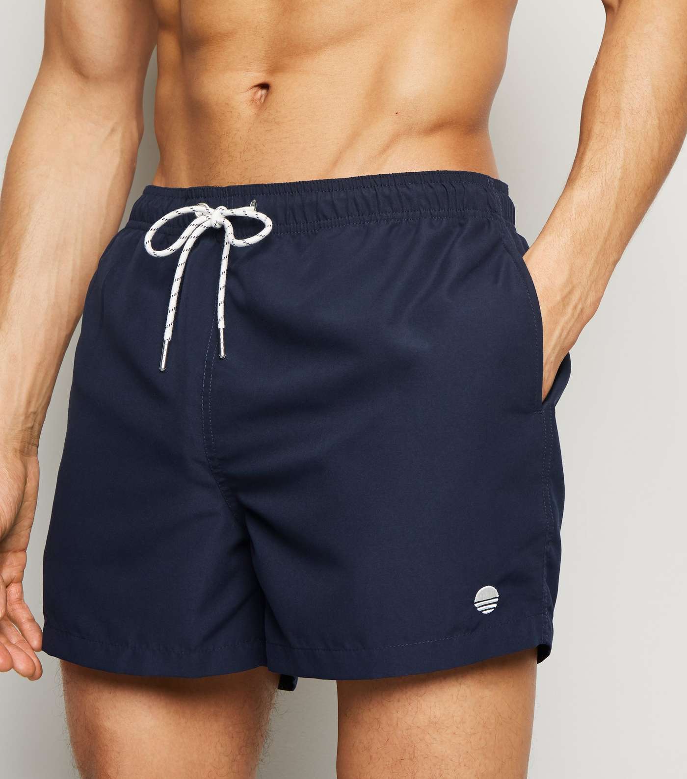 Navy Circle Embroidered Swim Shorts Image 5