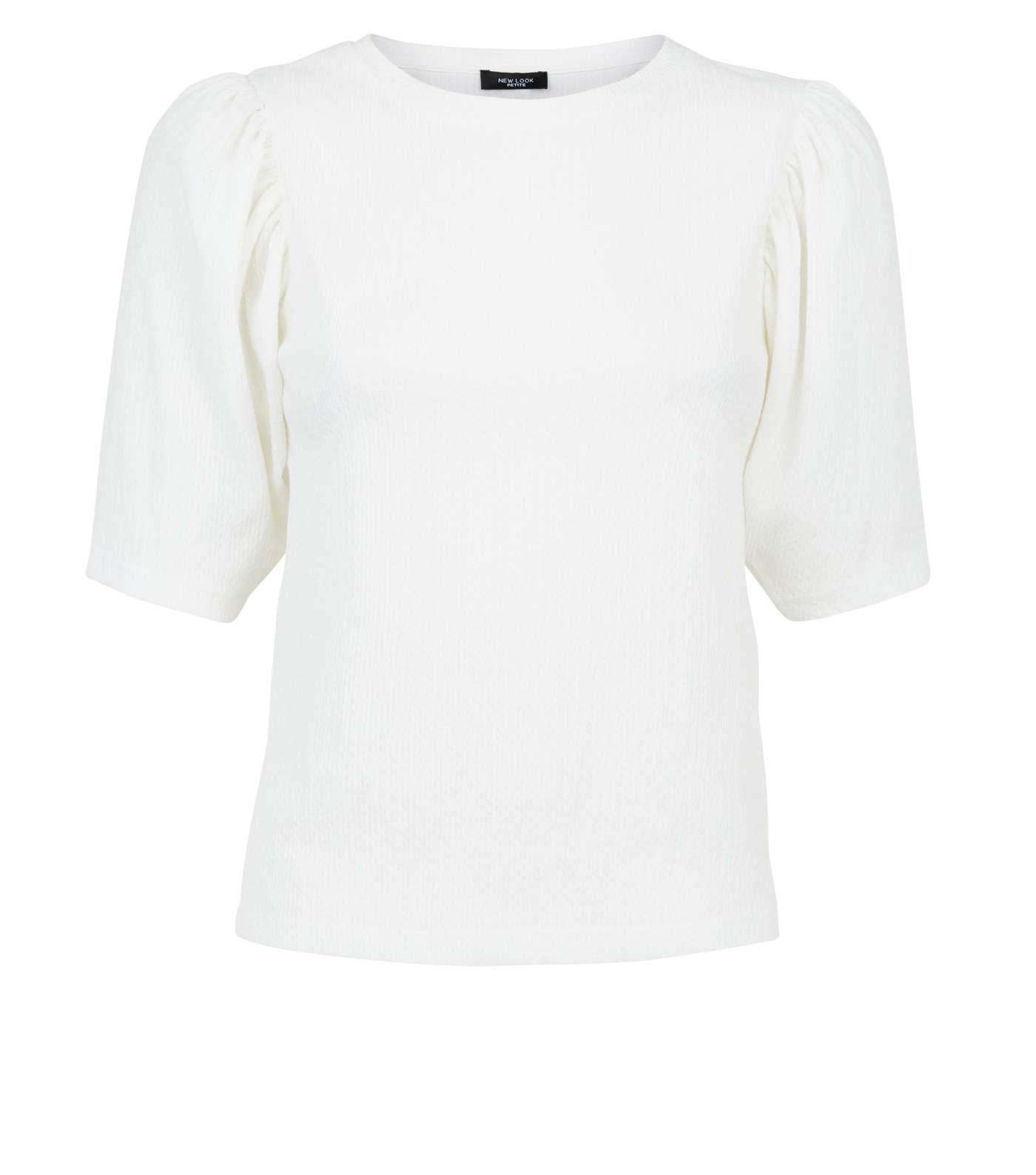Petite Off White Crinkle Puff Sleeve T-Shirt Image 4