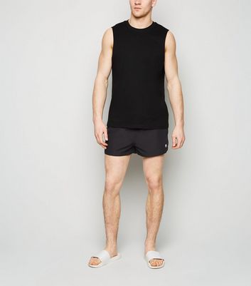 Image of Black Circle Embroidered Short Swim Shorts New Look