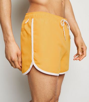 Image of Yellow Runner Swim Shorts New Look