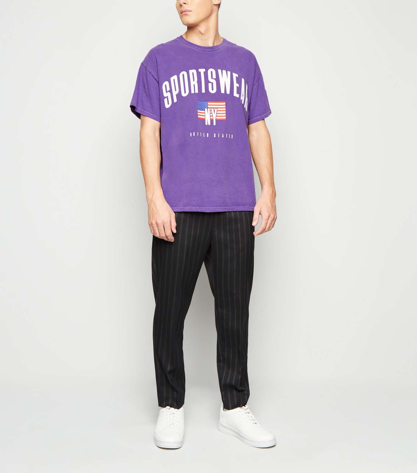 Lilac Overdyed Sportswear Slogan T-Shirt Image 2