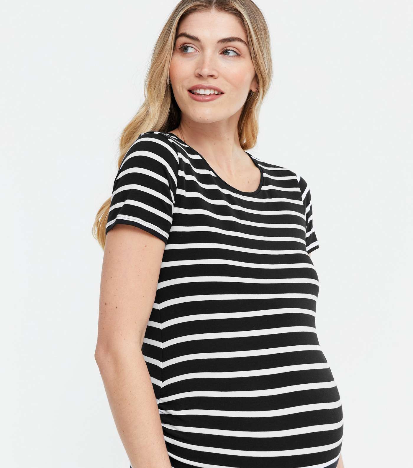 Maternity Black Stripe Jersey Dress Image 3
