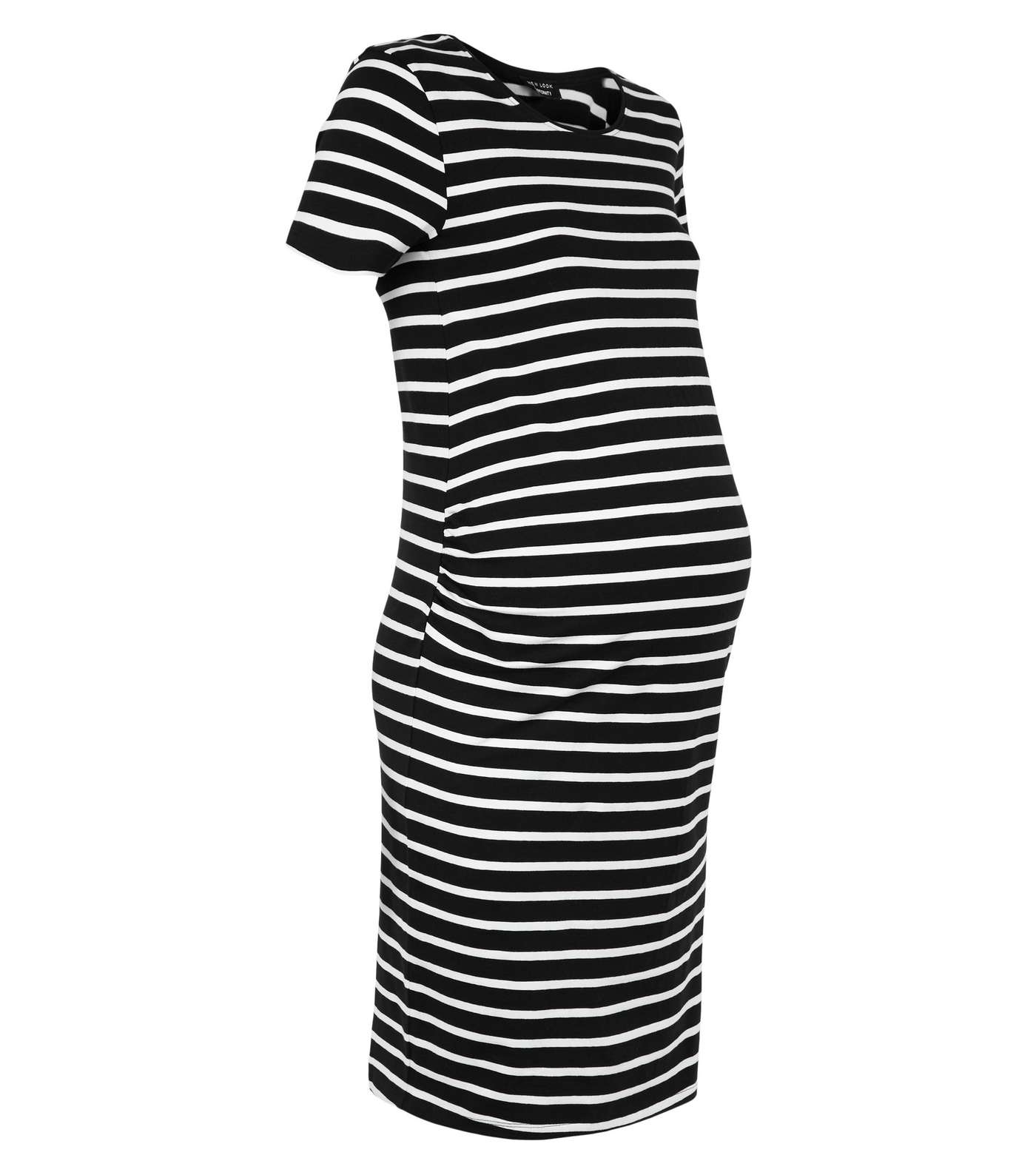 Maternity Black Stripe Jersey Dress Image 5