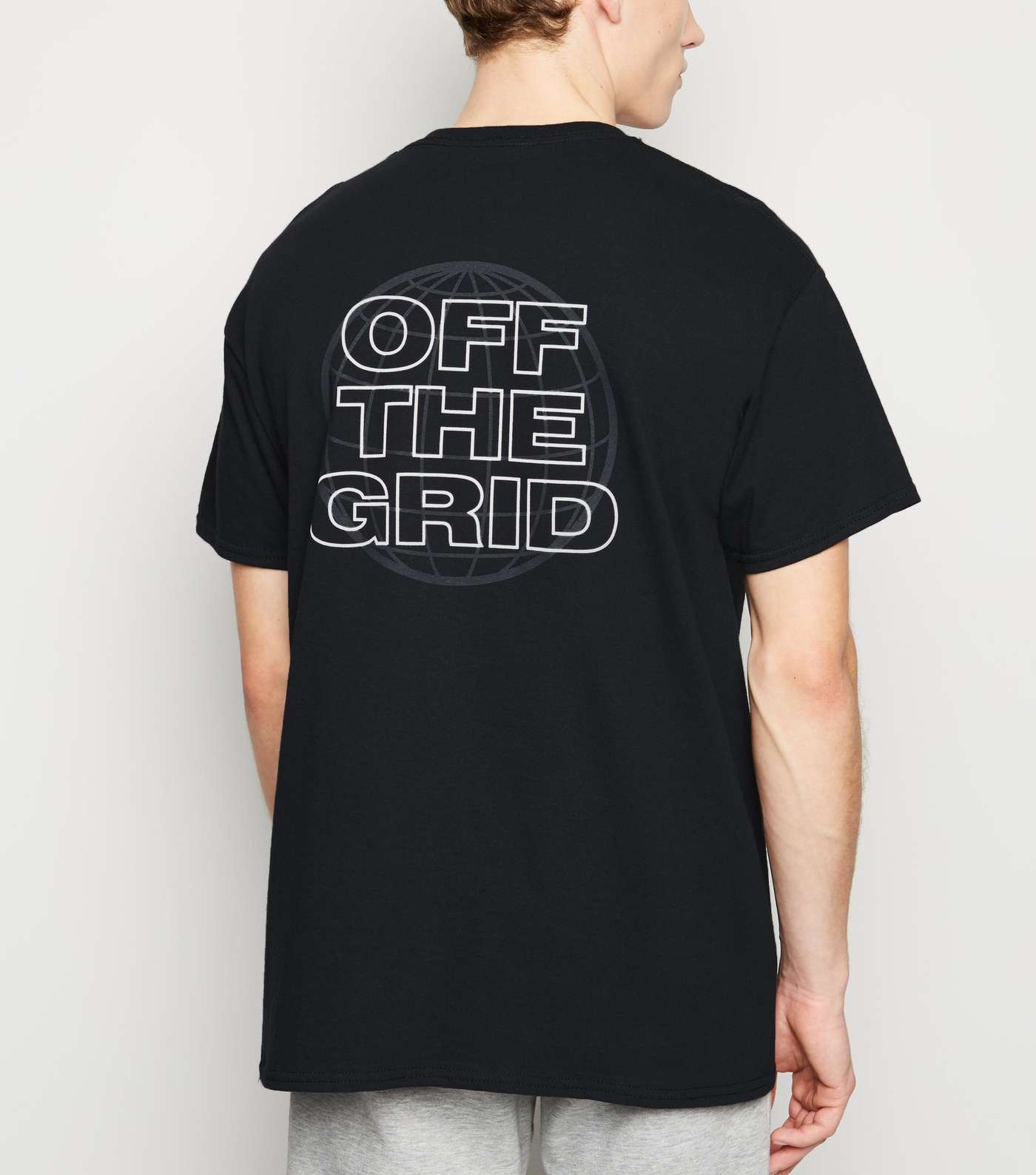 Black Off The Grid Planet Slogan T-Shirt